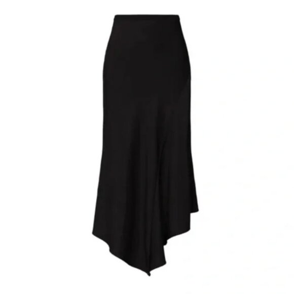 Anine Bing Bailey Asymmetrical Silk Skirt - Black - Picture 3 of 8
